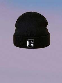 1 件儿童 26 个字母针织帽，温暖，可爱，帽子，日常时尚，返校礼物 - 黑色 - 查看 54