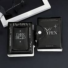 1 pezzo Semplice Portafoto Nero Sangue Scuro, Porta Card EN-HYPEN, Merch EN, Album, Raccoglitore Kpop in Materiale PU Lucido, Busta Portafoto 3-3,5 pollici, Libro Card Creativo con Simbolo Luna e Stella, Libro Card Esclusivo Star Chasing