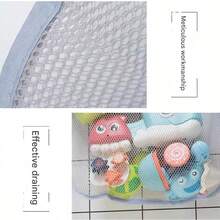 Cartoon Grid Toy Storage, Colorful Multifunctional Organizer Bag, Suitable For Kitchen Bathroom Children's Bath Toys, Suction Cup Bathroom Hanging Bag, Hanging Bathtub Storage Basket, Organize Stylish Toys And Bathroom Supplies, Bathroom Accessories