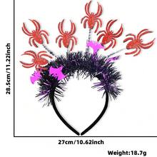 1pc New Halloween Headband With Pumpkin, Spider, Fur Decor, Funny Radial Tinsel Hair Accessory For Halloween Party