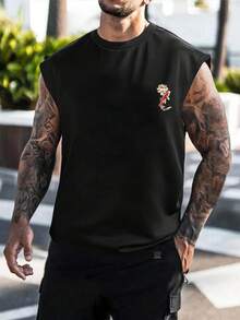 Áo tank top nam màu đen YUNCHIC, phong cách thường ngày và đa năng, phù hợp cho mùa hè, họa tiết cá chép Trung Quốc, phong cách tối giản kiểu , dễ dàng chuyển đổi từ phòng tập đến đường phố, có thể phối hợp với các trang phục tương phản. - màu đen - Xem 2