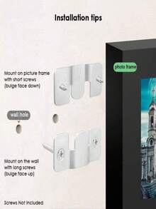 嵌入式支架挂钩，互锁式家具连接器，重型不锈钢相框挂钩，适用于婚礼照片、图片、相框吊坠，是大型图像展示艺术画廊墙面安装五金件的理想选择，采用 Z 形互锁设计，最大限度地确保安全，防止悬挂物品掉落。