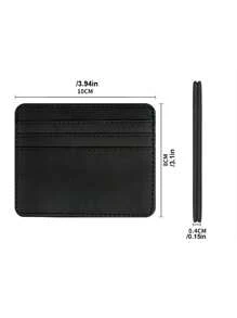 1pc Minimalist Wallet, Unisex Business/Credit Card/ID Holder, Ultra-Thin Compact Wallet, PU Leather Card Case - Black - View 6