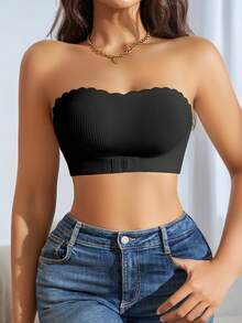 Women's Sexy Halter Tank Top - Front Closure, Pleated Design, No-Line Strap With Removable Padding, Nylon/Super Stretch Fiber Blend, Multicolor, Medium Support, Great For Adult Lingerie, Underwear, Halter Design - màu đen - Xem 4