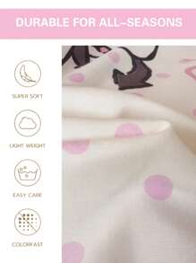 Sanrio 2/3pcs  Bedding Set - /// (1pc Duvet Cover + 1/2pc Pillowcase, No Filling) Cute Cartoon, Full Size, Soft & Comfortable, Suitable For Dorm, Home Bedroom, Hotel, All Seasons, With Zipper Closure And Pillowcase, Multi-Color, Durable, Oversized Bedding Set - White Coulomi - View 4