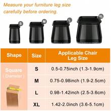 4/24pcs Square Chair Leg Floor Protectors - Thick Silicone Furniture Sliders, Transparent Chair Covers For Noise Reduction & Floor Protection, Durable Furniture Pads For Tables And Chairs, Sofas & Coffee Tables