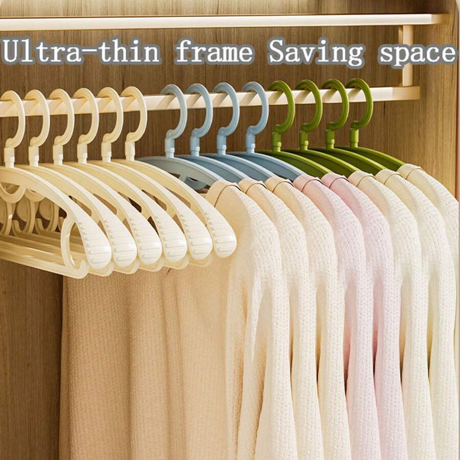 10 Unidades de Cabides Antiderrapantes e Sem Rastros para Roupas Grossas e Largas, Acabamento em Veludo, Suporte Resistente, Organizador de Armário Economizador de Espaço para Camisas, Blusas, Suéteres, Vestidos, Ternos e Casacos, Solução Ideal de Secagem de Roupas para Quartos Pequenos, Cabides com Ombros Largos e Aperto Seguro - Multicolorido - Visão 1
