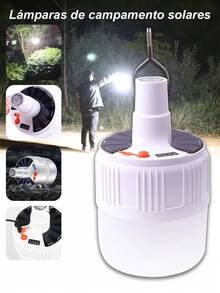 1 pieza Luces de camping,Luz LED Solar,Lámpara Camping Foco Solar Larga Duración Exterior Interior Bombilla,gancho para acampar,bombilla de emergencia, lámpara colgante para tienda y de trabajo, bombilla LED recargable por USB, luces portátiles para exteriores, accesorios de camping. - Multicolor - Ver 2
