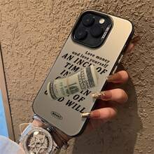 1pc Money Themed Personalized Phone Case Compatible With Iphone 16 Pro Max, 15/14 Plus, 13, 12, 11 - Black Frame Silver Gray - View 4