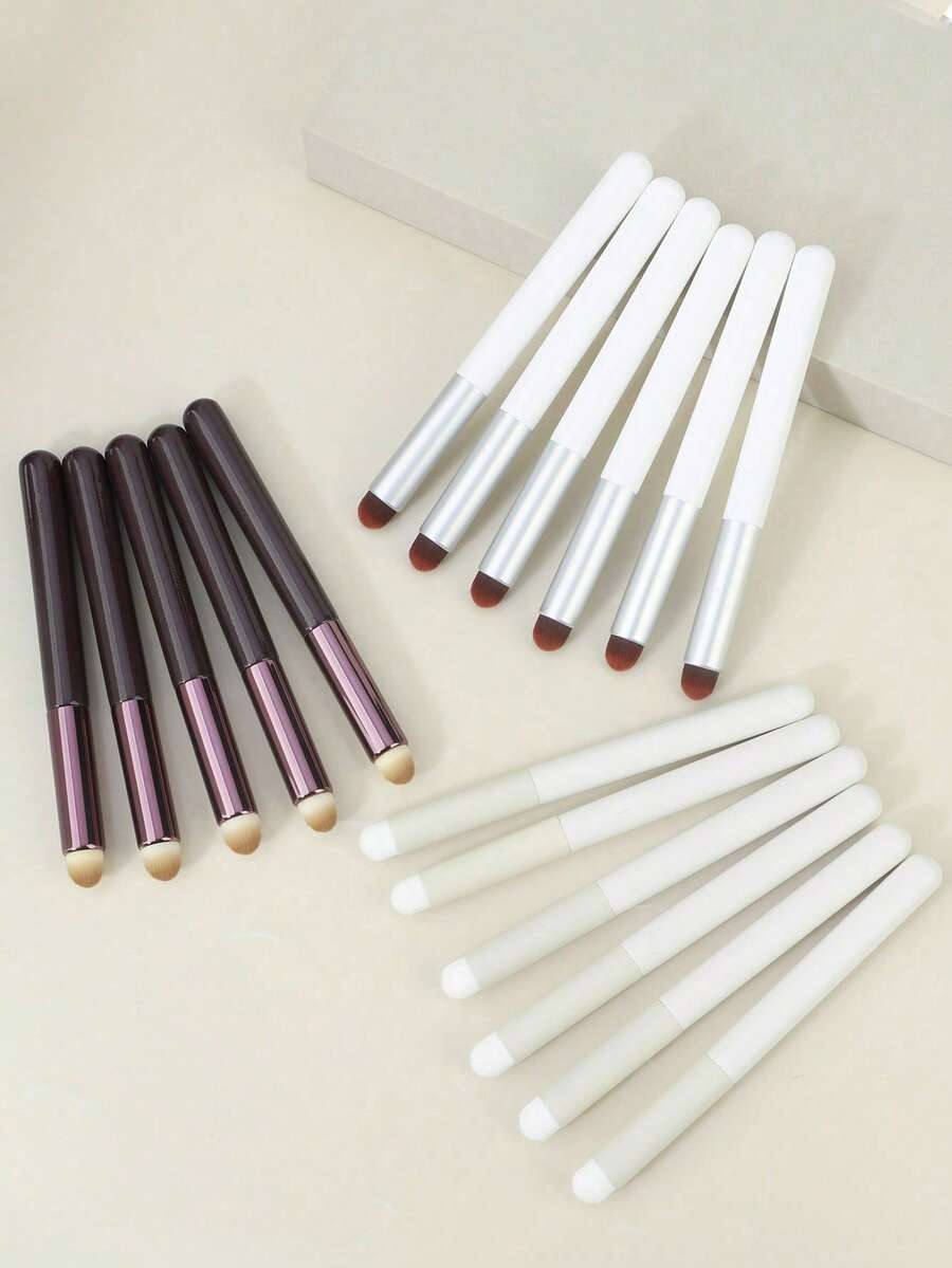 5pcs Round Lip Brushes, Portable Lip Stain Concealer Lip Liner Makeup Brushes, Professional Makeup Artist Tools - Multicolor - View 1