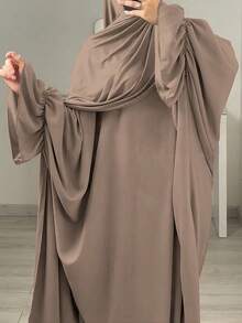 1 件蝙蝠袖长袍，穆斯林伊斯兰女装，适合日常穿着，四季皆宜 - 彩色 - 查看 40