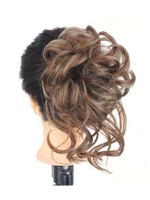 Synthetic Messy Chignon Fake Hair Circle Hair Bun Extensions Scrunchy Black Wig Curly Hair With Tail For Women Girl Hairpieces, Hair Accessories
