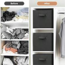 13"X13"X13" 6-Pack Foldable Storage Bins Collapsible Closet & Toy Organization Boxes Space Saving Fabric Cubes For Shelves White - 白色 - 查看 2