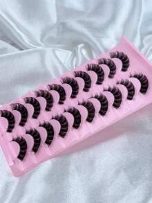 HINARIN 10对装俄罗斯浓密型假睫毛 DD卷翘仿貂毛假睫毛 纤长蓬松柔软纤长假睫毛 可重复使用 自然妆效假睫毛 - 俄羅斯條狀假睫毛 - 查看 7