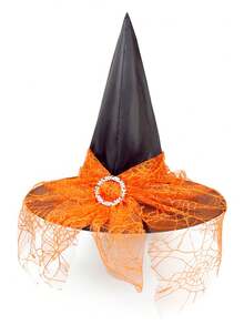 1pc Halloween Witch Hat, Costume Accessory, Witch Role Play Hat With Veil, Halloween Party Hat, Holiday Gift, Suitable For Daily Wear And Halloween