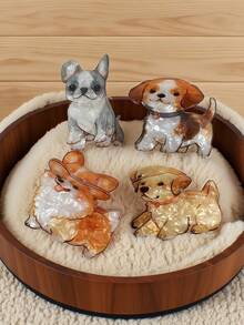 1 件可爱雌性动物狗形 PVC 中号发夹适合日常使用，是送给女孩的最理想礼物，适合夏季、春季、秋季、冬季、返校季节、日常旅行、聚会、海滩派对、佩戴发饰时尚发夹秋季配饰