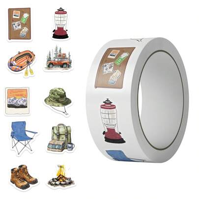 500 张 Happer Camper 贴纸卷，乙烯基贴纸剪贴簿，日记本，笔记本电脑，保险杠，滑板，水瓶，电脑，手机，卡通动漫