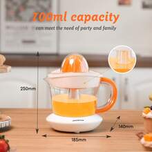 Aigostar Electric Citrus Juicer, 700ml Bowl, 2 Cones, 2-Way Rotation, Filter, Lemon & Grapefruit White - Nia 031IL - UK Plug(220-240V) - View 6