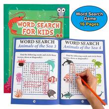 Lachilly 16 Pages Animals Word Search Workbook – Animals Themed English Vocabulary Puzzles For Kids, Classroom Activity, Teacher Student Interactive Learning Tools, Children's Educational Toys, Homeschool Teaching Aids - Multicolor - View 12