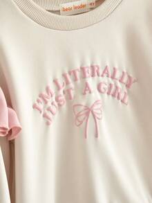 Young Girls Two Pieces Clothes Sets Fall Letter Printing Long Sleeves Cute Bow Sweatershirt And Pants Casual Wear Spring Outfits