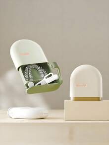 Contenitore portatile e invisibile per apparecchi ortodontici, retainer per denti sigillati, scatola per conservazione di apparecchi ortodontici (senza spazzola per la pulizia), contenitore per apparecchi dentali, scatola per conservare bracket, senza batterie richieste, design compatto, adatto per uso domestico e da viaggio