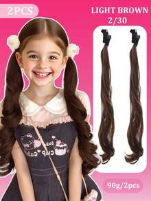Extensión de cola de caballo con lazo, clip para el cabello, extensiones de cabello sintéticas para niños, peinado de moda fácil para bebés, niñas pequeñas y niños, regalo - Multicolor - Ver 13