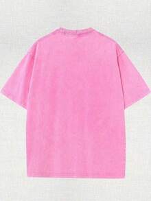 I Bite Graphic Tee Washed T-Shirt Holiday Gifts Y2K Men's Graphic Tees, Street - Style Vintage Washed T - Shirts, 230G Cotton T - Shirts, 100% Pure Cotton, Unisex Graphic Tees  Halloween Back To School  Shirts - 玫紅色 - 查看 2