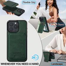 OUKNOEO 可拆卸磁吸无线充电仿皮手机壳，兼容 17 Air 16e 15 14 13 Pro Max S26 S25 Edge S24 Ultra Plus A37 A57 Pixel 10 9 8 7，带卡盒，3 个卡槽，防盗刷卡包 - 綠色 - 查看 9