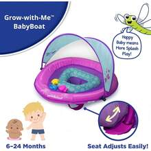 Deluxe Baby Float with Adjustable Canopy - 6-24 Months - Baby Swim Float with Splash & Play Activity Center and Perfect-Fit Safety Seat - Navy/White - Rosado/Verde agua - Ver 9