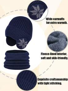 4pcs Winter Knitted Beanie Hat, Scarf & Touch Screen Gloves Set, Warm Lined Skull Cap Neck Warmer For Boys & Girls - Multicolor - View 6