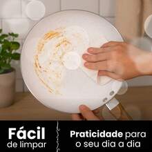 Non-Stick Cookware Set With Marble Coating, Wooden Handle And Glass Lid, 5 Pieces - Beige - View 8