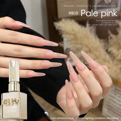 XEIJAYI 1瓶15毫升透明粉色凝胶指甲油，持久耐用，适用于LED/UV灯固化，是美甲沙龙、居家美甲和女士礼物的理想之选。