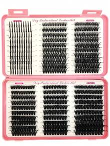 590 sợi mi giả dạng chùm độc lập 40D/50D/60D/80D/100D, độ dài hỗn hợp 9-18mm, hộp lớn, mi giả dạng cong D, tự ghép, tự làm tại nhà, mi giả dạng chùm dùng hàng ngày. - màu đen - Xem 2