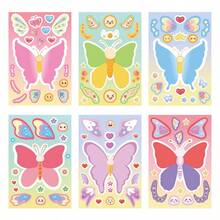 6 Pieces/Pack Laser Face Changing Stickers Collage Butterfly Flower Cake Candy Princess Unicorn Series Diy Colorful Puzzle Gift Stickers - Multicolor - View 9
