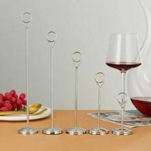 创意不锈钢圆形照片夹座位卡座桌号夹便签夹纸牌座生日婚礼派对 - 彩色 - 查看 9