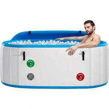 Portable Inflatable Ice Bath Tub For Athletes, Cold Plunge With Insulated Lid, Non-Slip Mat & Handles, Works With Water Chiller For Indoor/Outdoor Recovery - Oval - White - 210Gal - View 9
