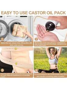 1 Pack Castor Oil Pack - Reusable Wrap Adjustable Pack Wrap Kit For Liver, Aid Sleep, Auxiliary Liver And Abdominal Muscles To Improve Circulation Digestion (Castor Oi L Not Included) (Khaki)