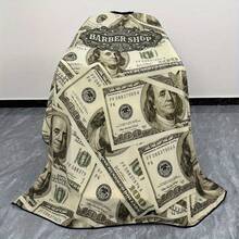 [Haircut Essential] Adjustable Salon Cape - Unique Dollar Bill Print, Elastic Neckline, Professional Haircutting Apron For Salon Or Home Use, Haircut Accessory, Barber Shop Attire, Playful Design, Durable Fabric - Yellow - View 7