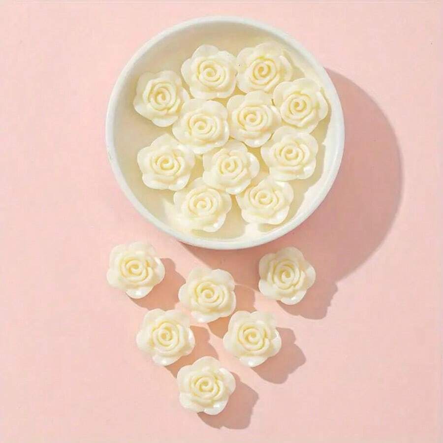 50Pcs 12mm Rose Flower Beads Loose Beads DIY Beads Jewelry Accessories Handmade Material - Apricot - View 1