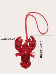1pc Handmade Beaded Cartoon Lobster, Crab, Shell Animal Keychain Bag Charm - Multicolor - View 5