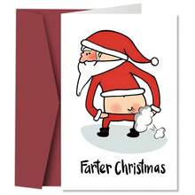 1pc Funny Santa Farter Christmas Greeting Card With Envelope, Festive Holiday Greetings, Xmas & New Year Wishes Blank Note Card, Christmas Gift Card For Friends And Family