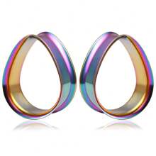 2pcs Hot Stainless Steel Water Droplet Ear Plugs Gauges Expanders Body Piercing Jewelry Women Earring Tunnels Stretchers Earring