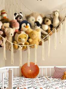 1 件 - 装饰吊床花边编织毛绒动物收纳角挂网架，带挂钩的网状吊床织物装饰收纳架，适用于卧室，毛绒动物收纳吊床网 - 装饰吊床网，用于毛绒动物角落 - 悬挂毛绒动物收纳架，大号房间装饰，波西米亚风毛绒动物网或大号吊床，感恩节装饰，矮人，妖精收纳吊床网（白色），家居装饰，房间装饰，墙壁装饰 - 米色 - 查看 3