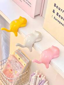 1/3 件可爱猫形桌边挂钩 - 适用于办公桌的线架收纳架、包包挂钩、钥匙扣、创意桌面手提包挂钩，适用于餐厅、咖啡馆、学校 | 装饰挂钩 | 桌面装饰 | 返校用品