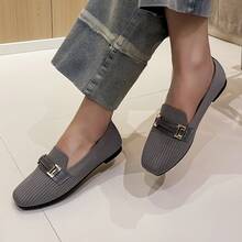 Women's Metal Decor Casual Flat Slip-On Shoes For Daily Wear - Grey - View 1