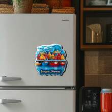 2D Flat Printing, 1pc Bergen, Norway Fridge Magnet - Acrylic & Rubber Soft Magnet, With Vibrant Bergen City Landscape Design, Octagonal Kitchen Decor Suitable For Refrigerator/Freezer, Unique Travel Souvenir Gift, Home & Household Cute Fridge Magnet