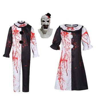 Halloween Terrifier Costume, "Scarecrow" Clown Costume With Bloodstains, Unisex Cosplay Stage Performance Costume