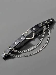 1件可调节黑色心形吊袜带 - Y2K哥特性感吊袜带，适合情人节、派对、日常叠穿，透气弹力带，全天佩戴 - 黑色 - 查看 10