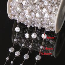 1m Faux ABS Pearl Beading Chain With Stainless Steel Link Bulk For Choker Necklace Bracelet Anklet DIY Craft Women Men Jewelry Making No Fade