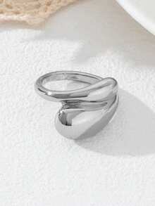 1pc Minimalist Solid Color Circle Ring, High-End Artistic Hug Ring, Suitable For Women's Daily Wear - Plain Ring - View 7